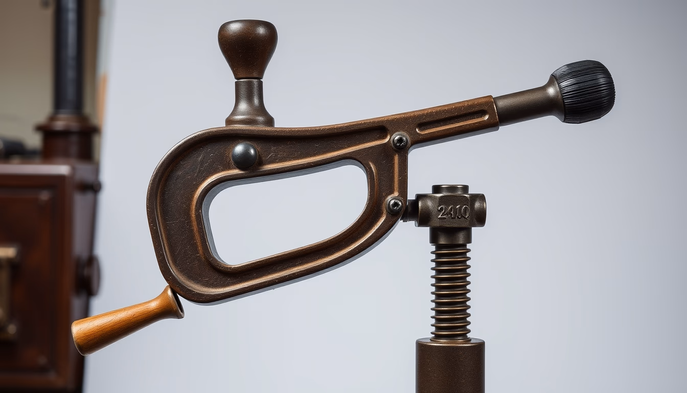 antique hand drill brace in editorial style