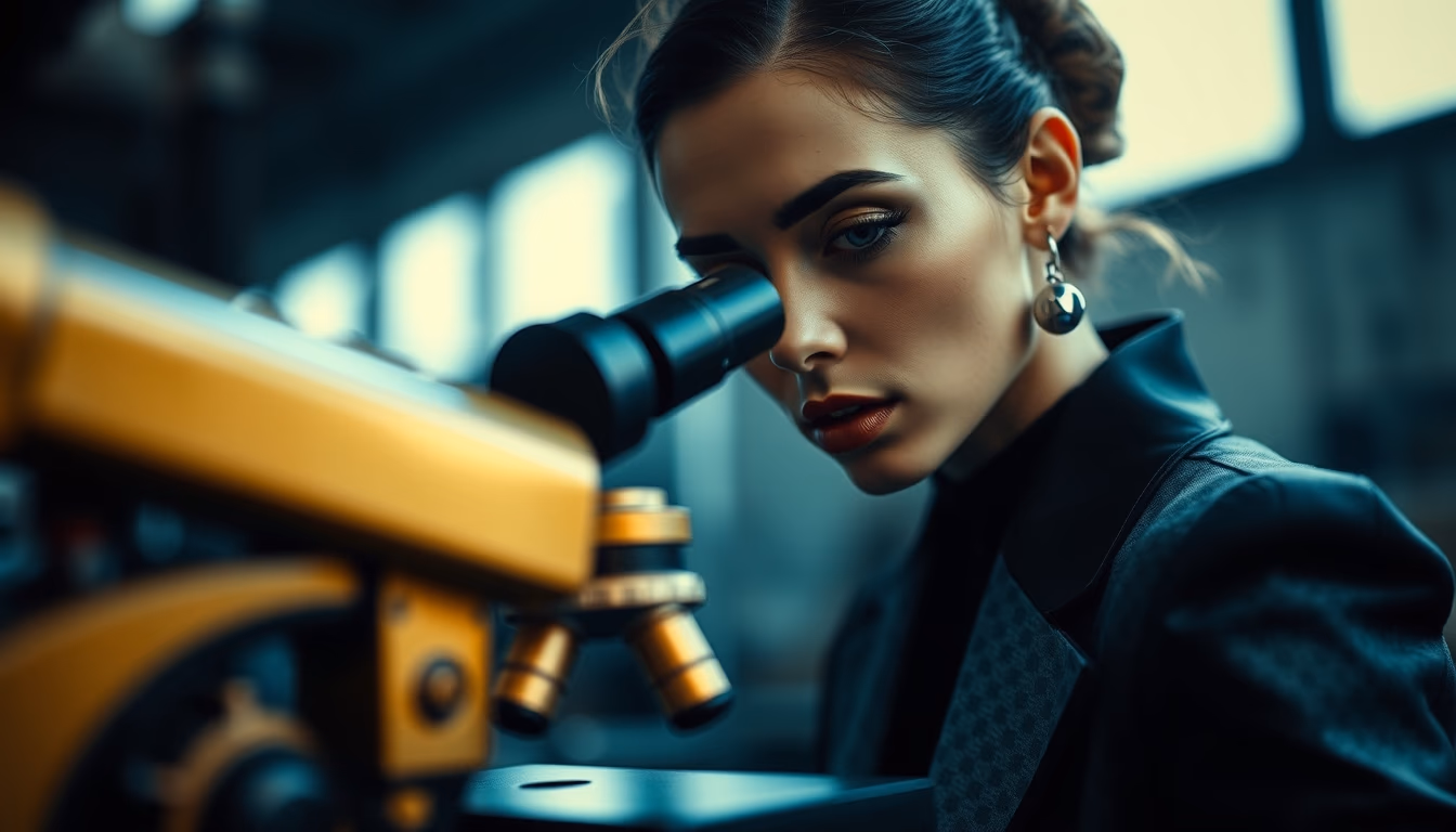 antique microscope brass in editorial style