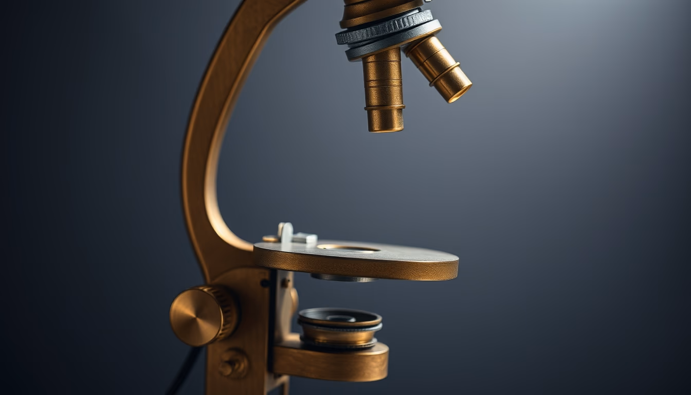 antique microscope brass in editorial style