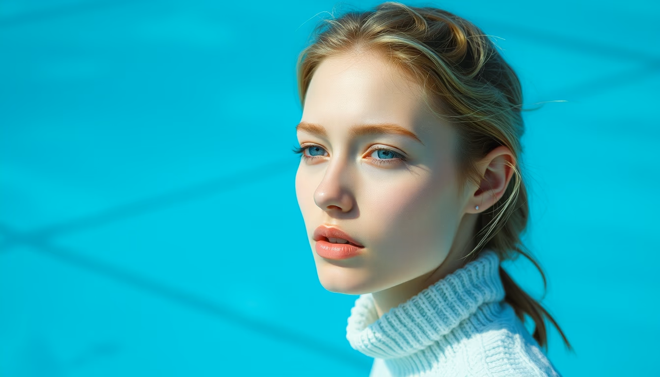 aquamarine pale blue in editorial style