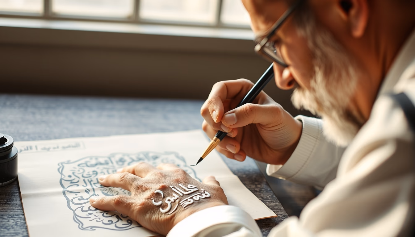 arabic calligraphy ink in editorial style