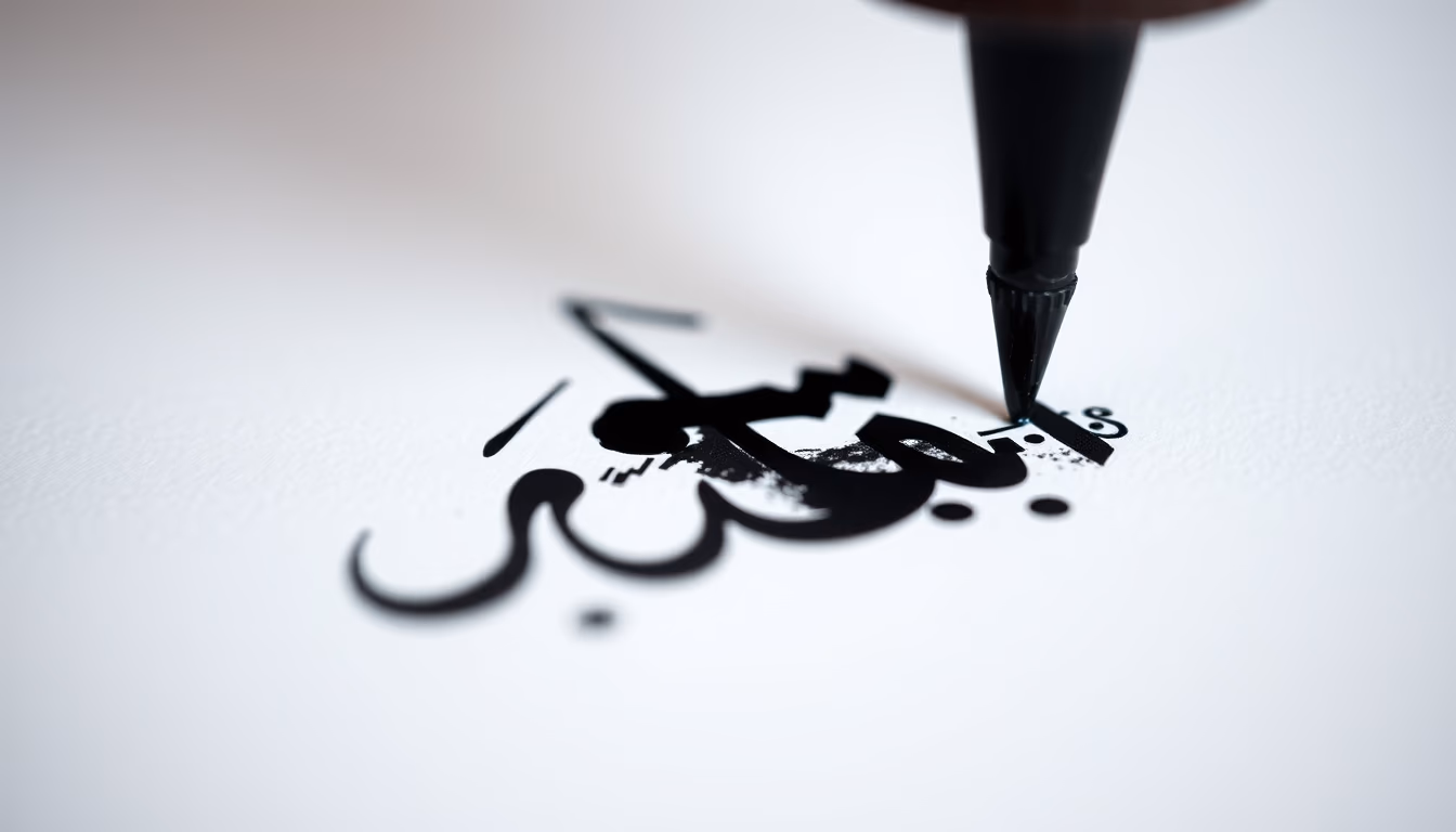 arabic calligraphy ink in editorial style