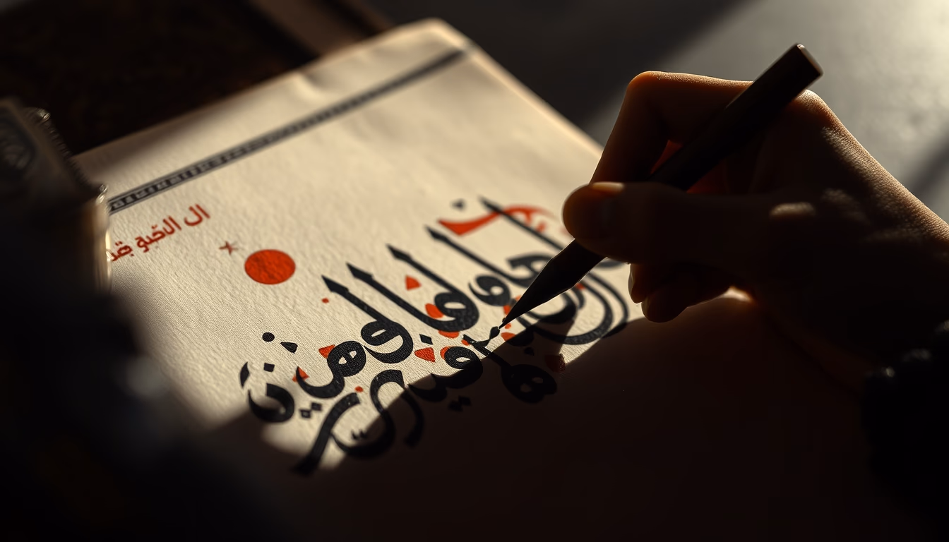 arabic calligraphy ink in editorial style