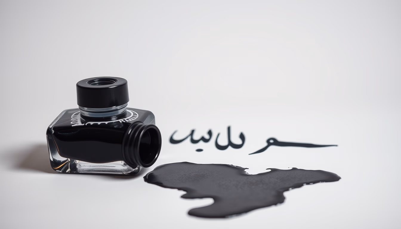 arabic calligraphy ink in editorial style
