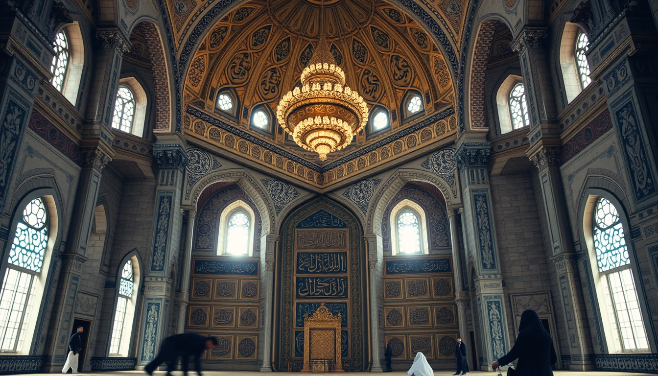 arabic calligraphy mosque in editorial style