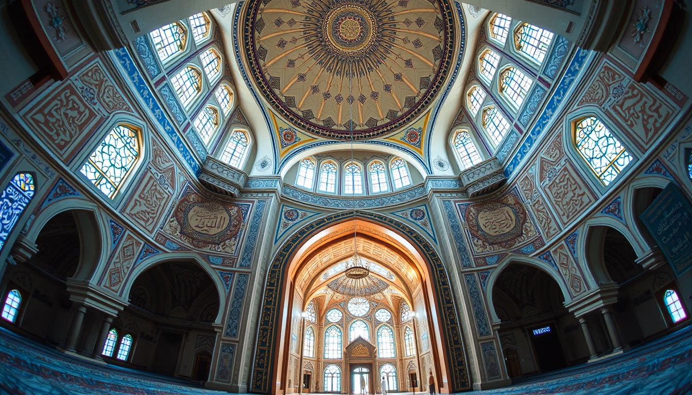 arabic calligraphy mosque in editorial style