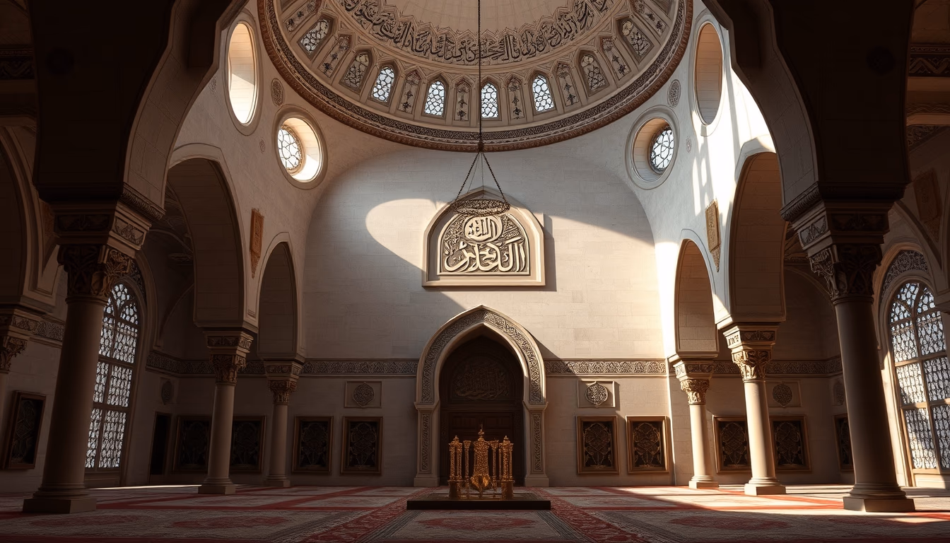 arabic calligraphy mosque in editorial style