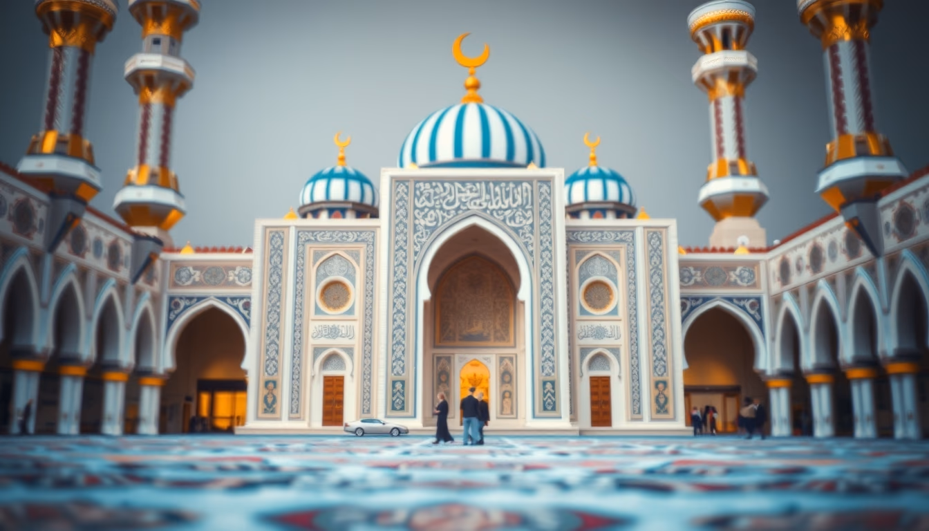 arabic calligraphy mosque in editorial style