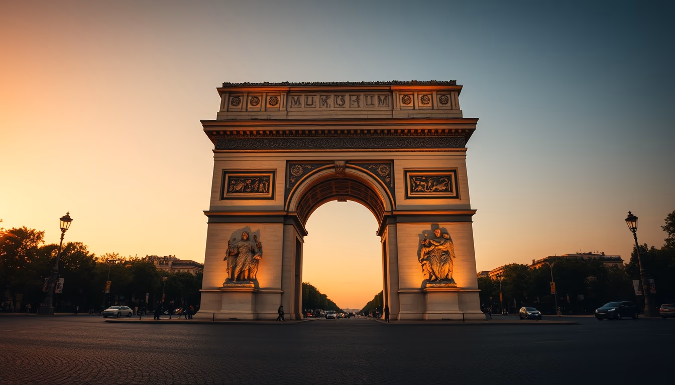 arc de triomphe paris in editorial style