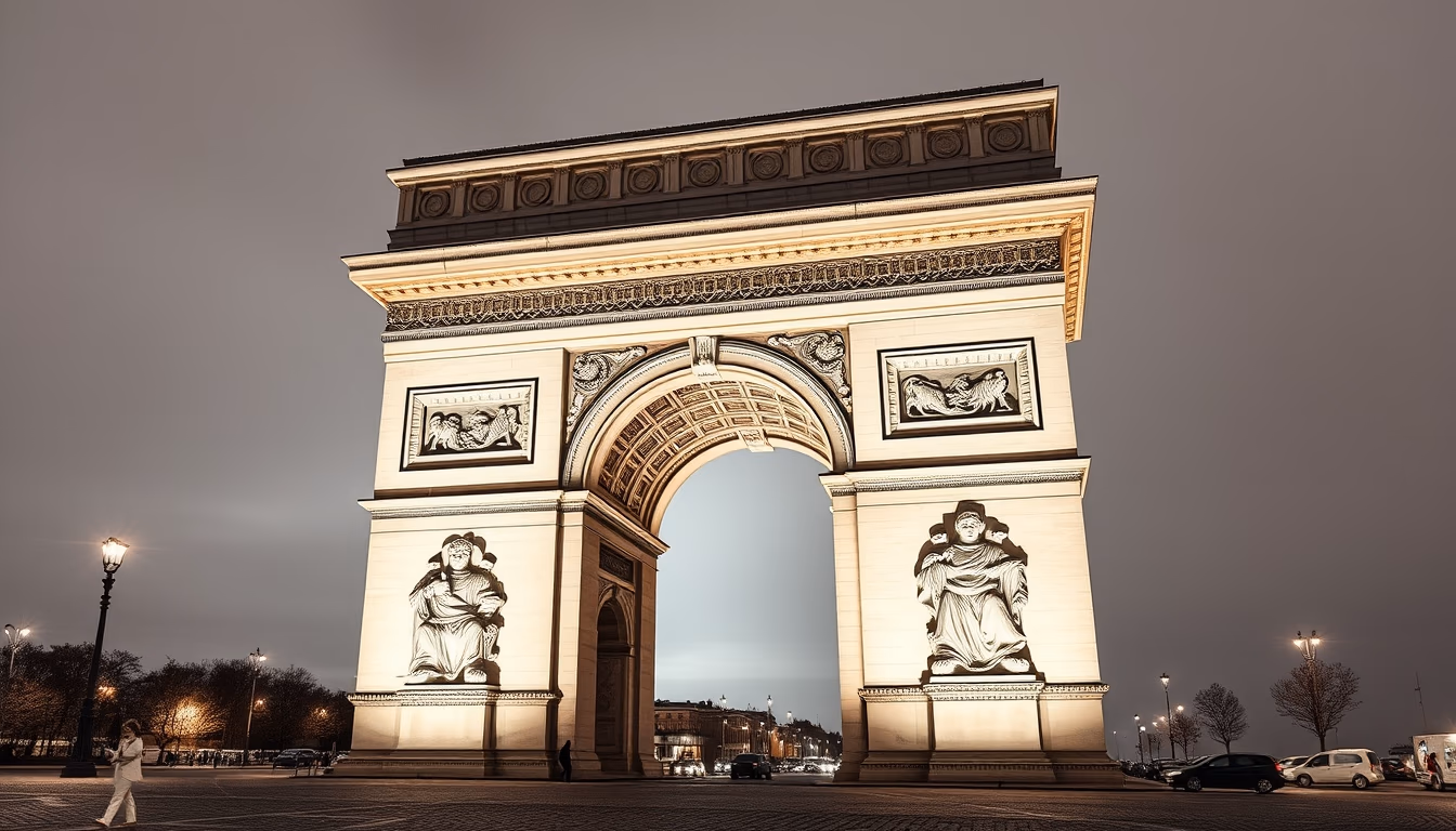 arc de triomphe paris in editorial style