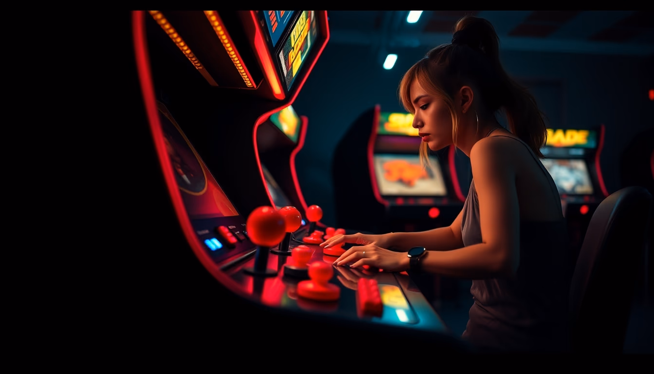 arcade joystick red in editorial style