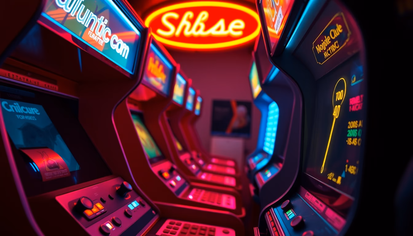 arcade machine retro neon in editorial style