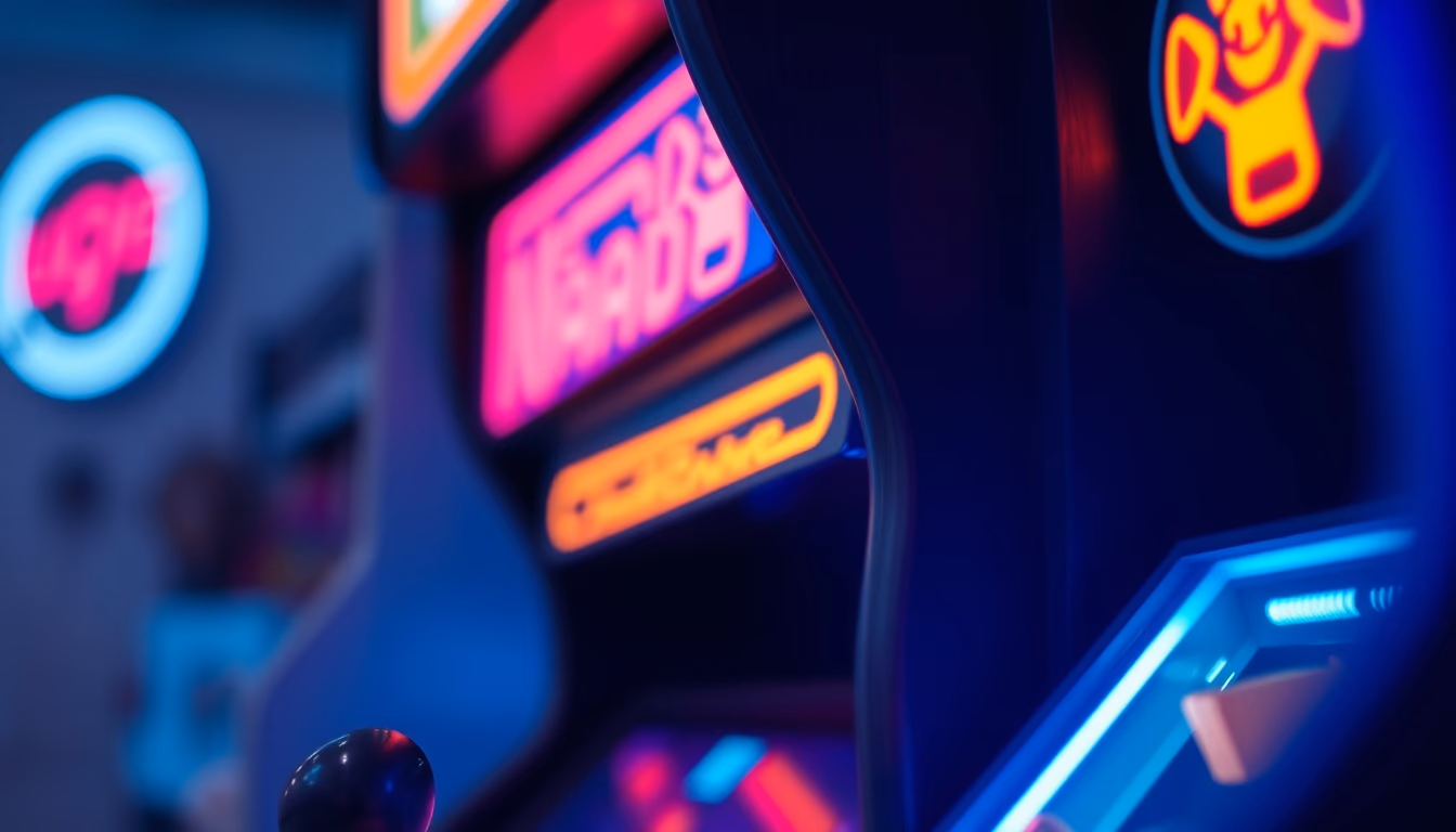 arcade machine retro neon in editorial style