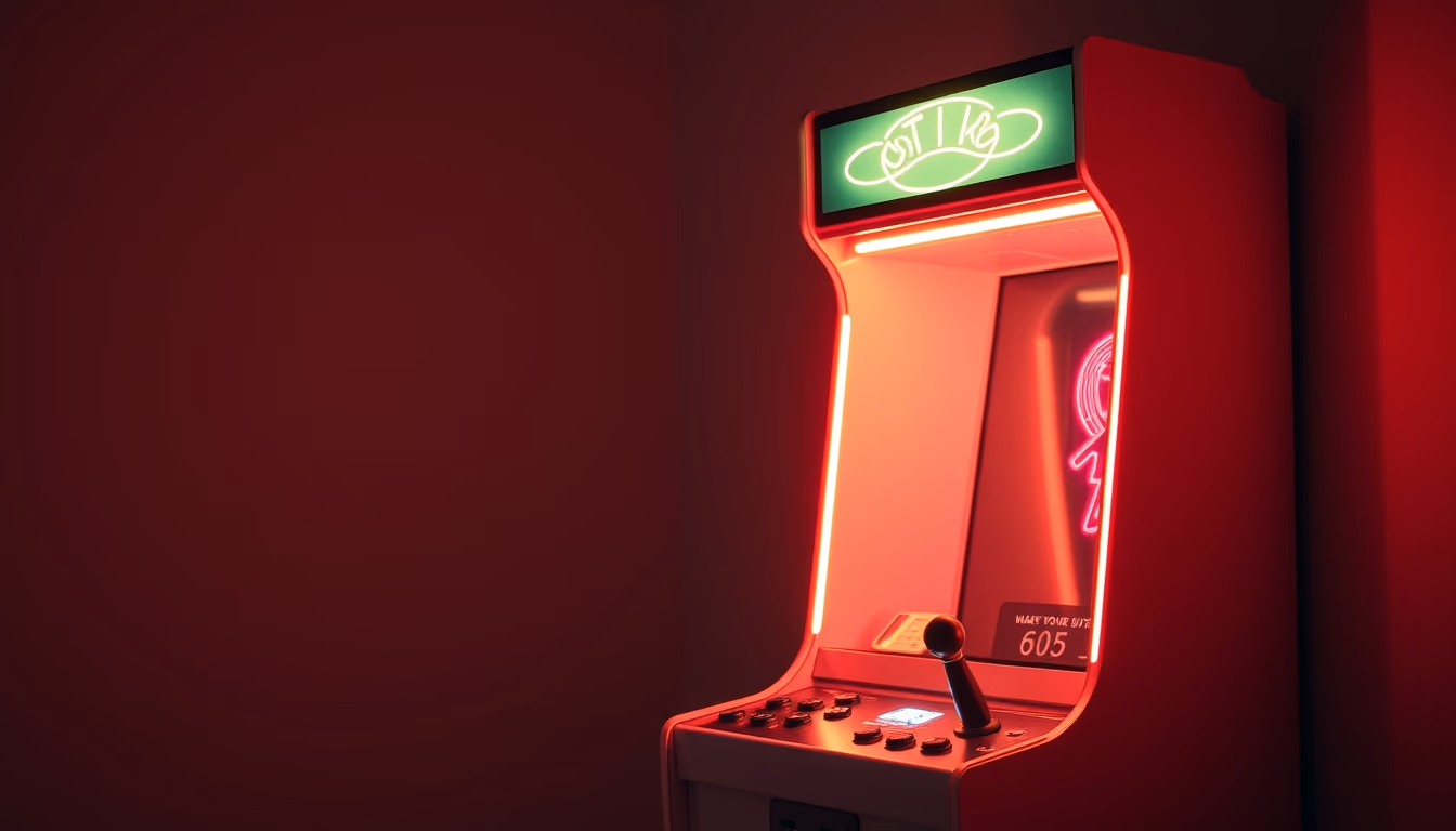 arcade machine retro neon in editorial style