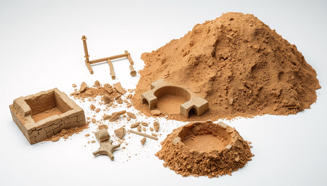 archaeological dig site in editorial style