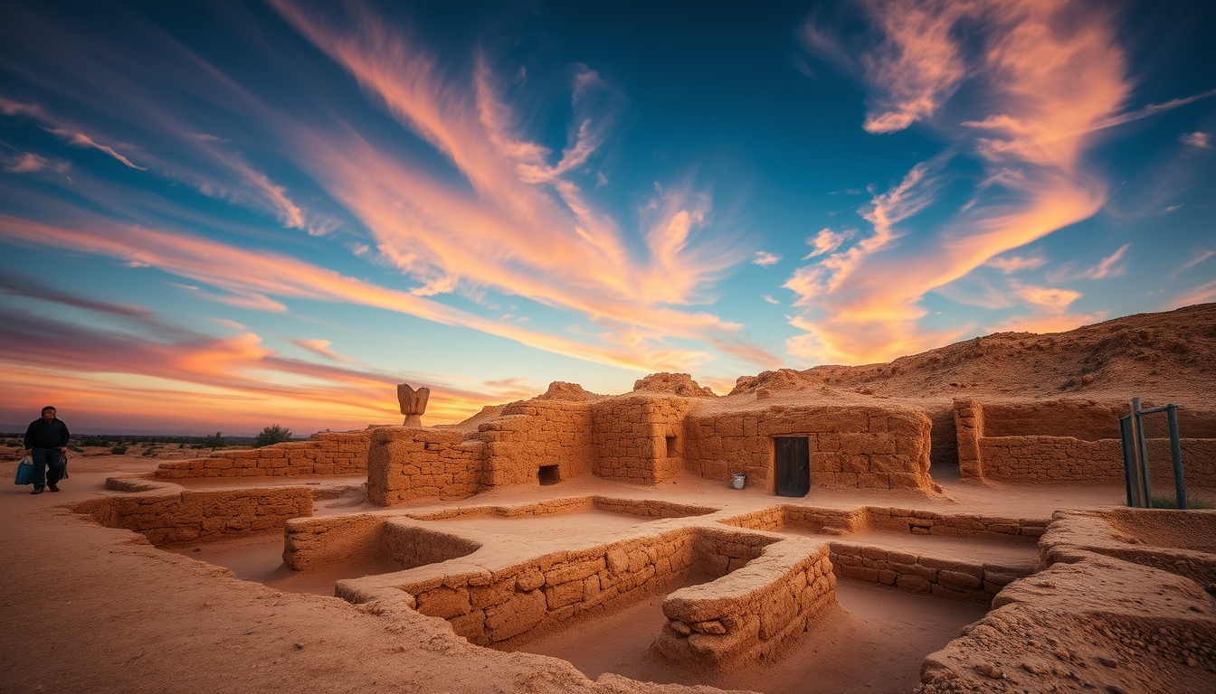 archaeological dig site in editorial style