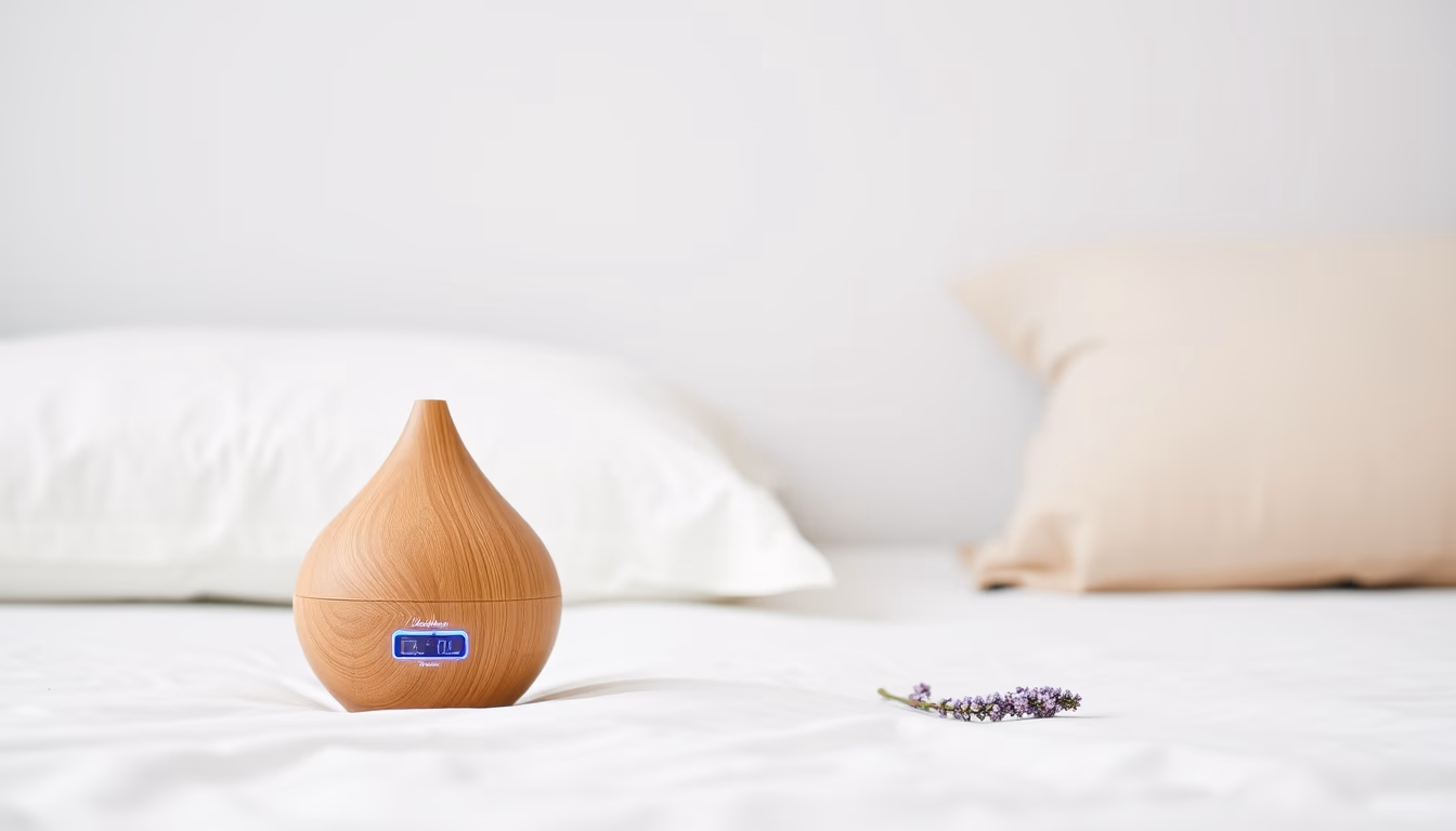 aromatherapy diffuser bedside in editorial style