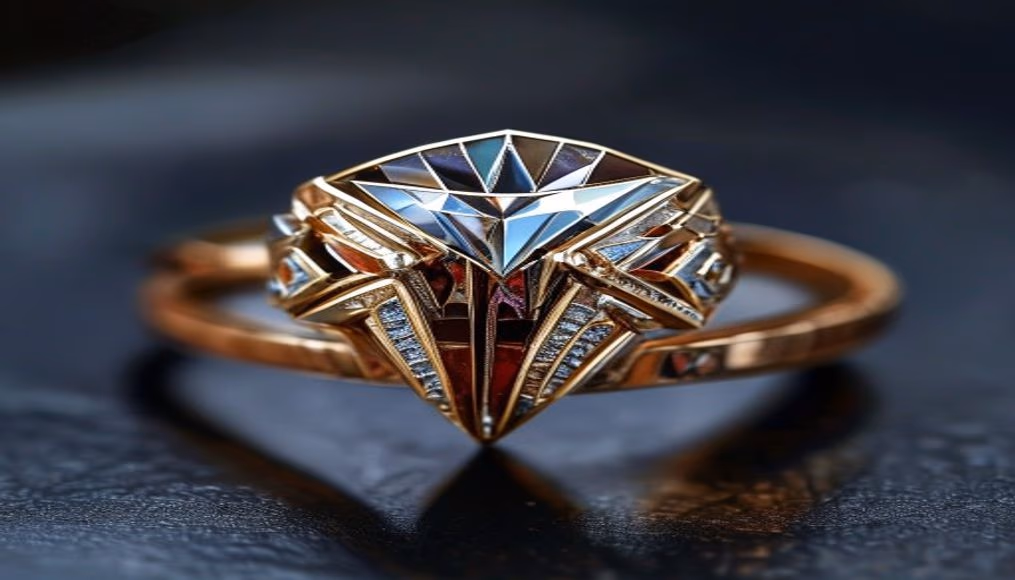 art deco diamond ring 1920s in luxury editorial photography