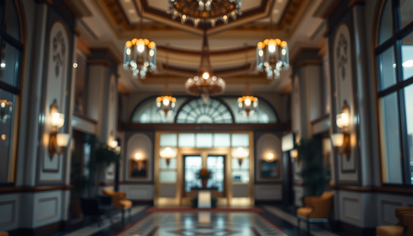 Art deco hotel lobby em estilo editorial