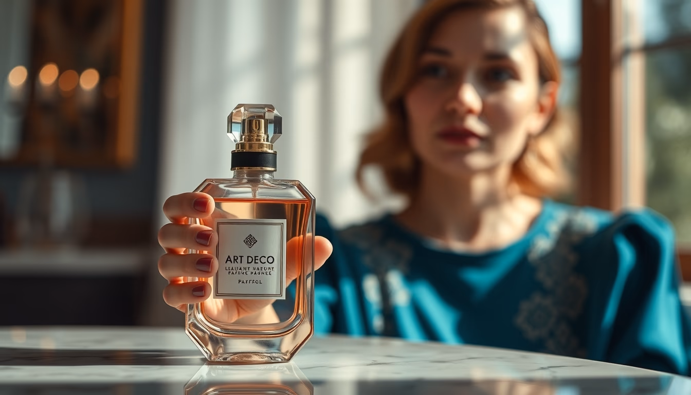 art deco perfume in editorial style