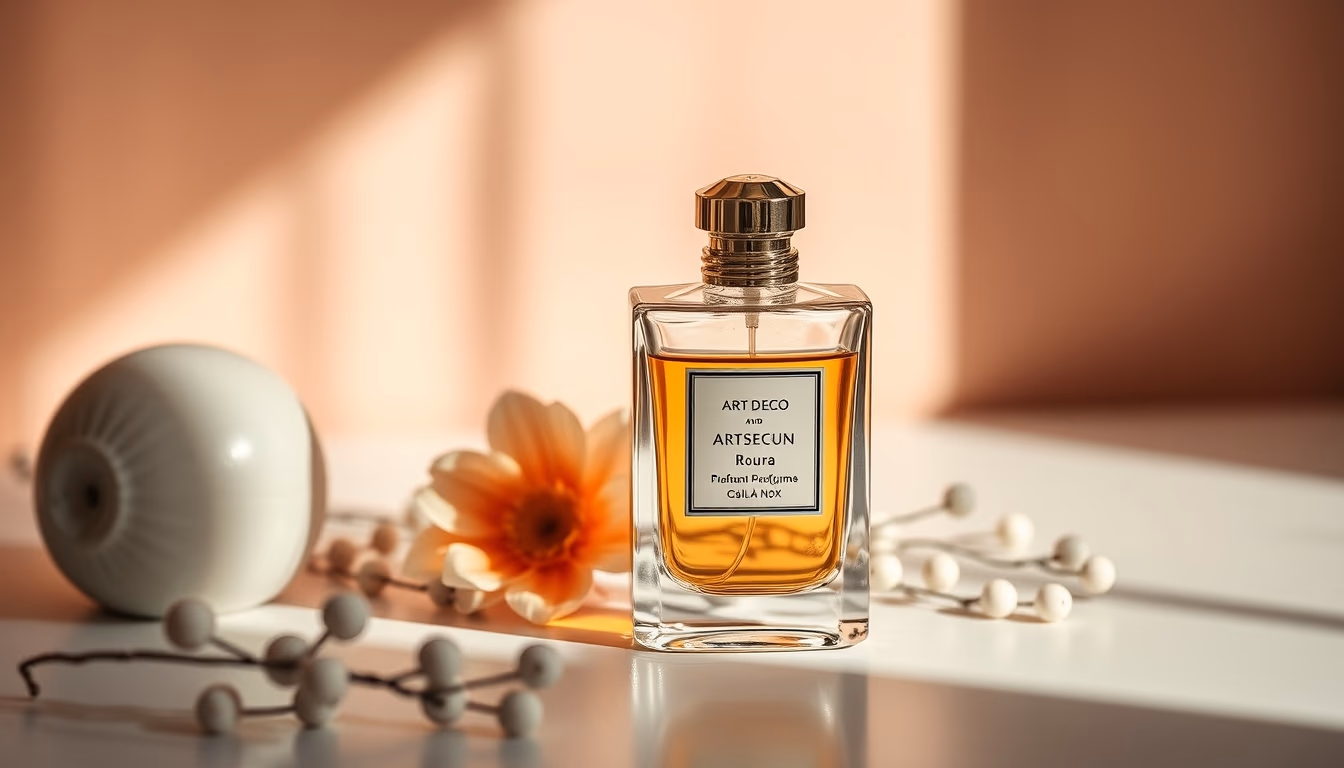 art deco perfume in editorial style
