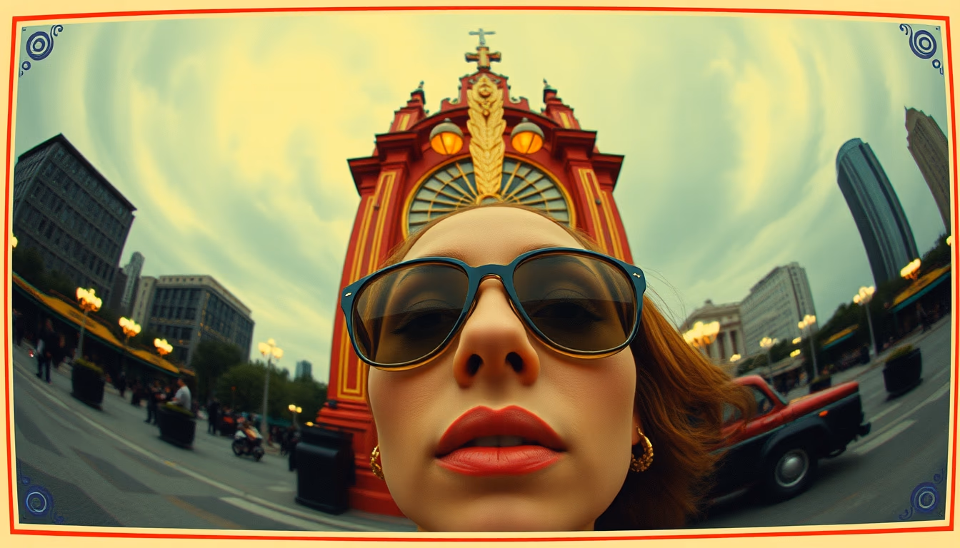 art deco postcard in editorial style