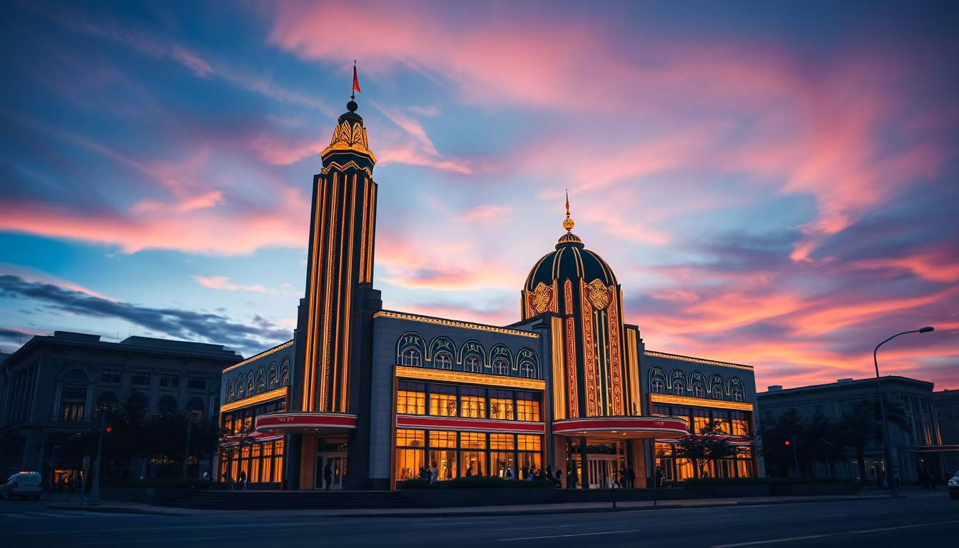 art deco postcard in editorial style