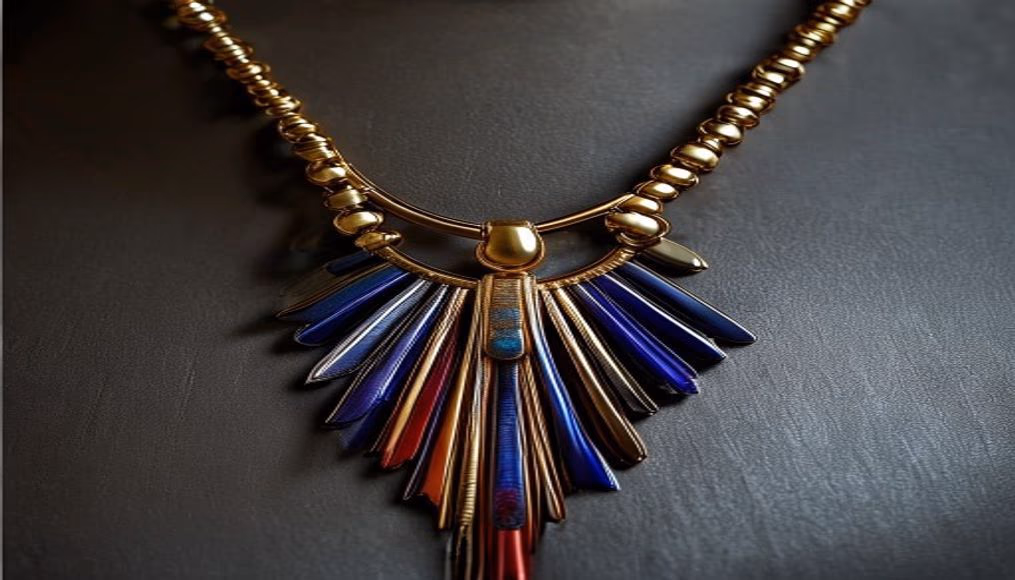 art deco sautoir necklace tassel in luxury editorial photography