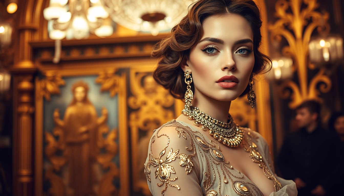 art nouveau klimt gold in editorial style