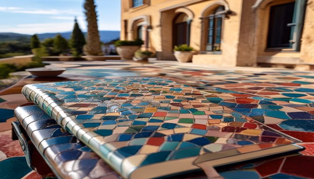 Aspinal of london mosaic notebook em fotografia editorial de luxo