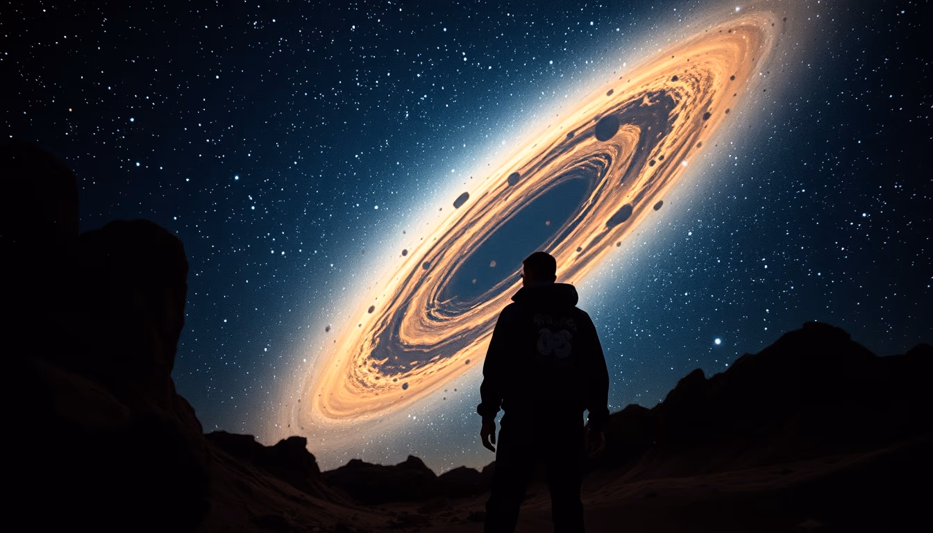 asteroid belt artistic in editorial style