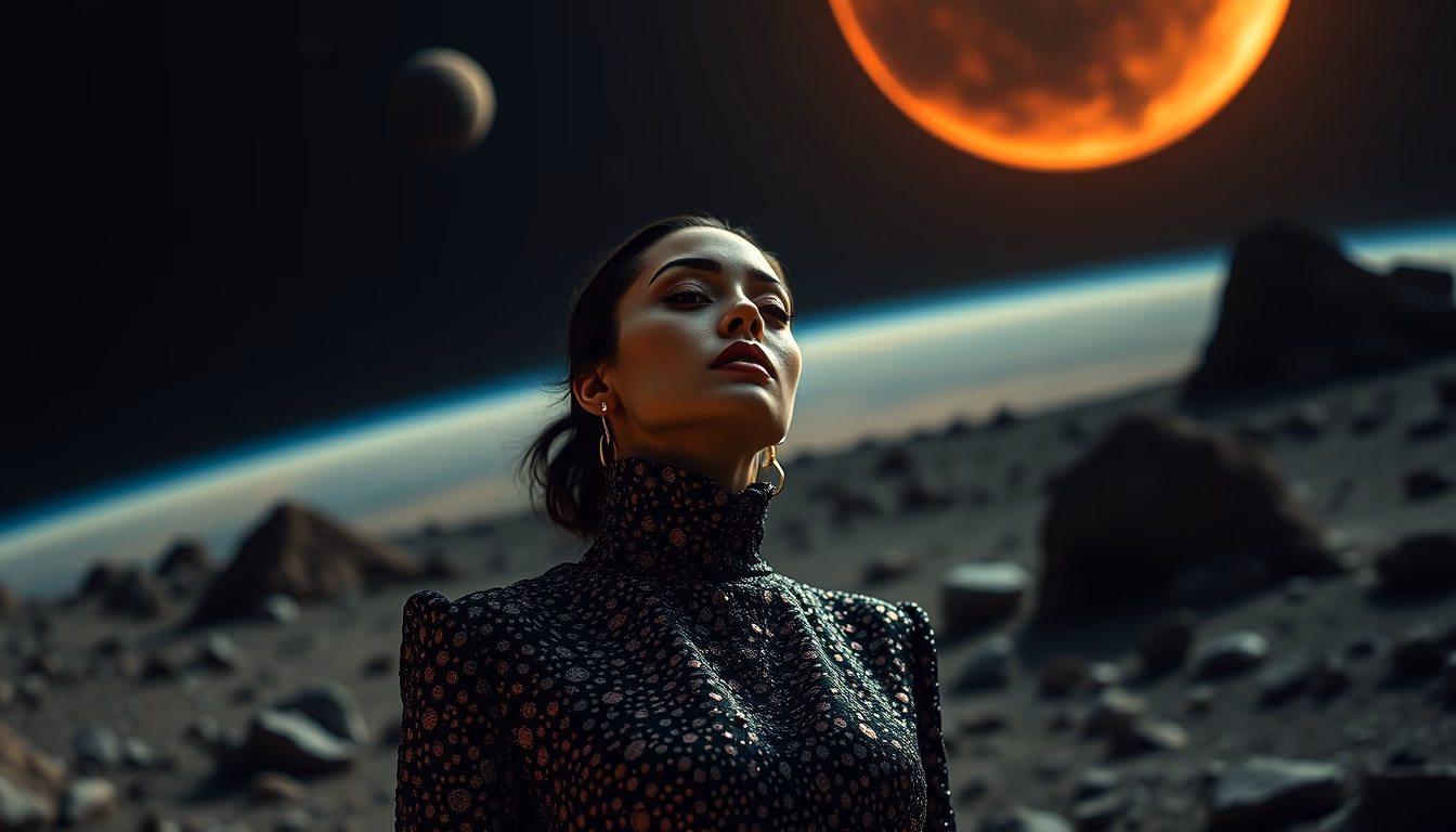 asteroid belt artistic in editorial style