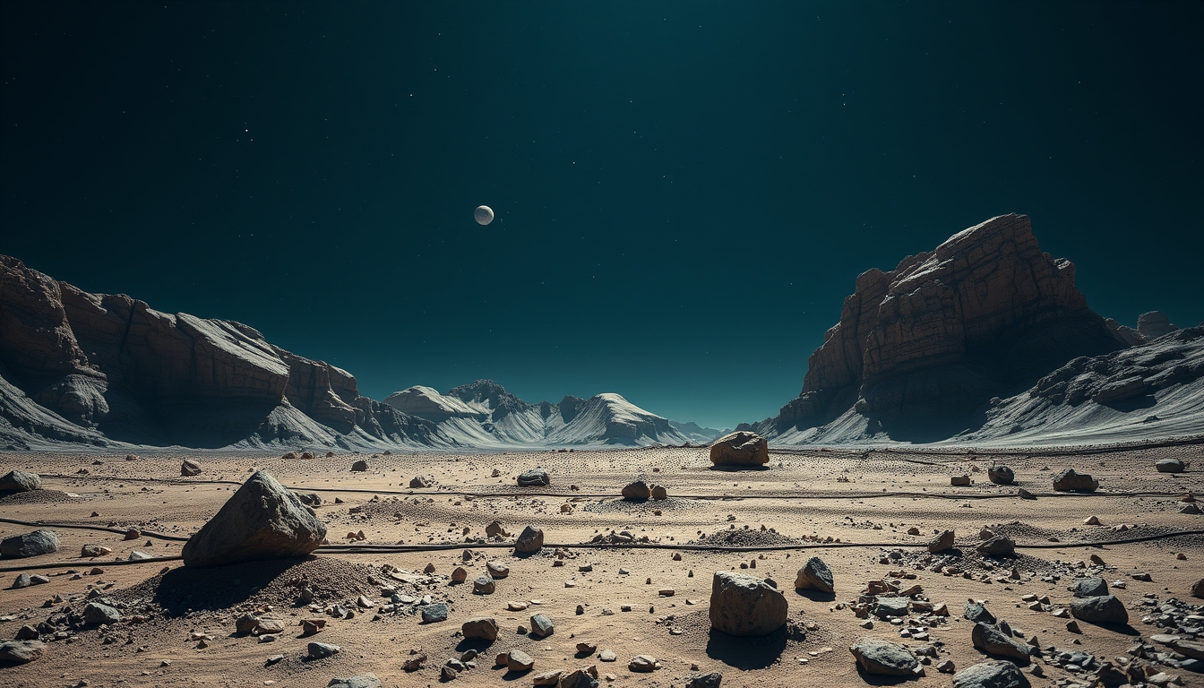 asteroid belt artistic in editorial style