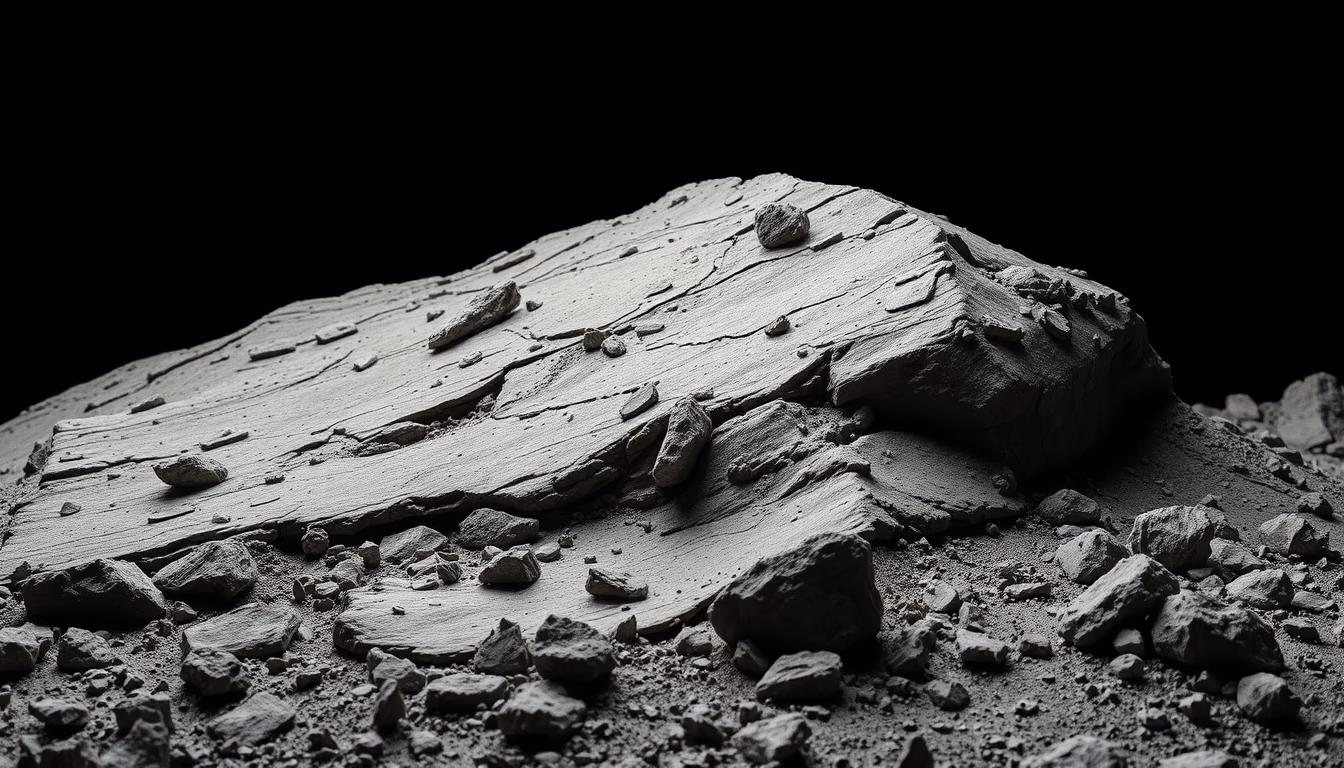 asteroid surface rocky in editorial style