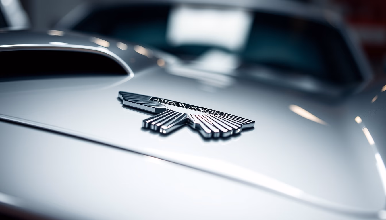 aston martin db5 silver in editorial style