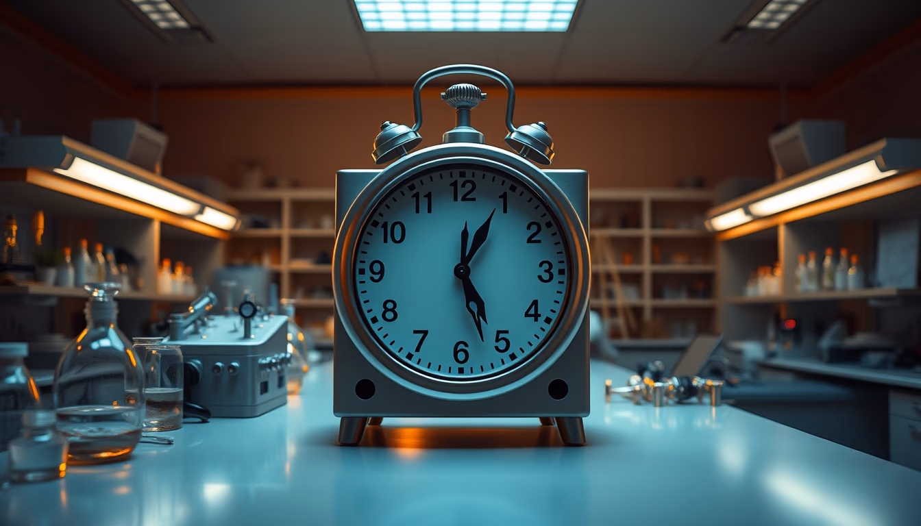 atomic clock laboratory in editorial style