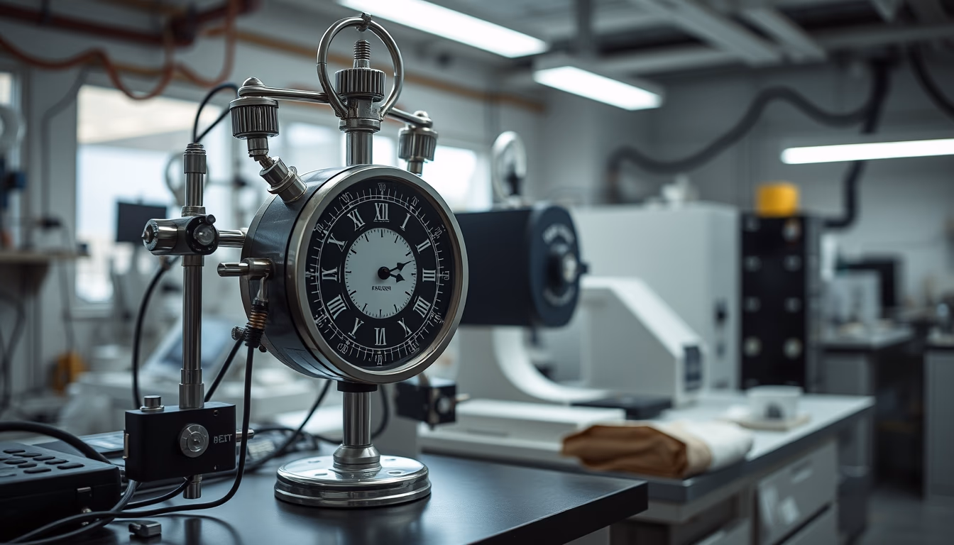 atomic clock laboratory in editorial style
