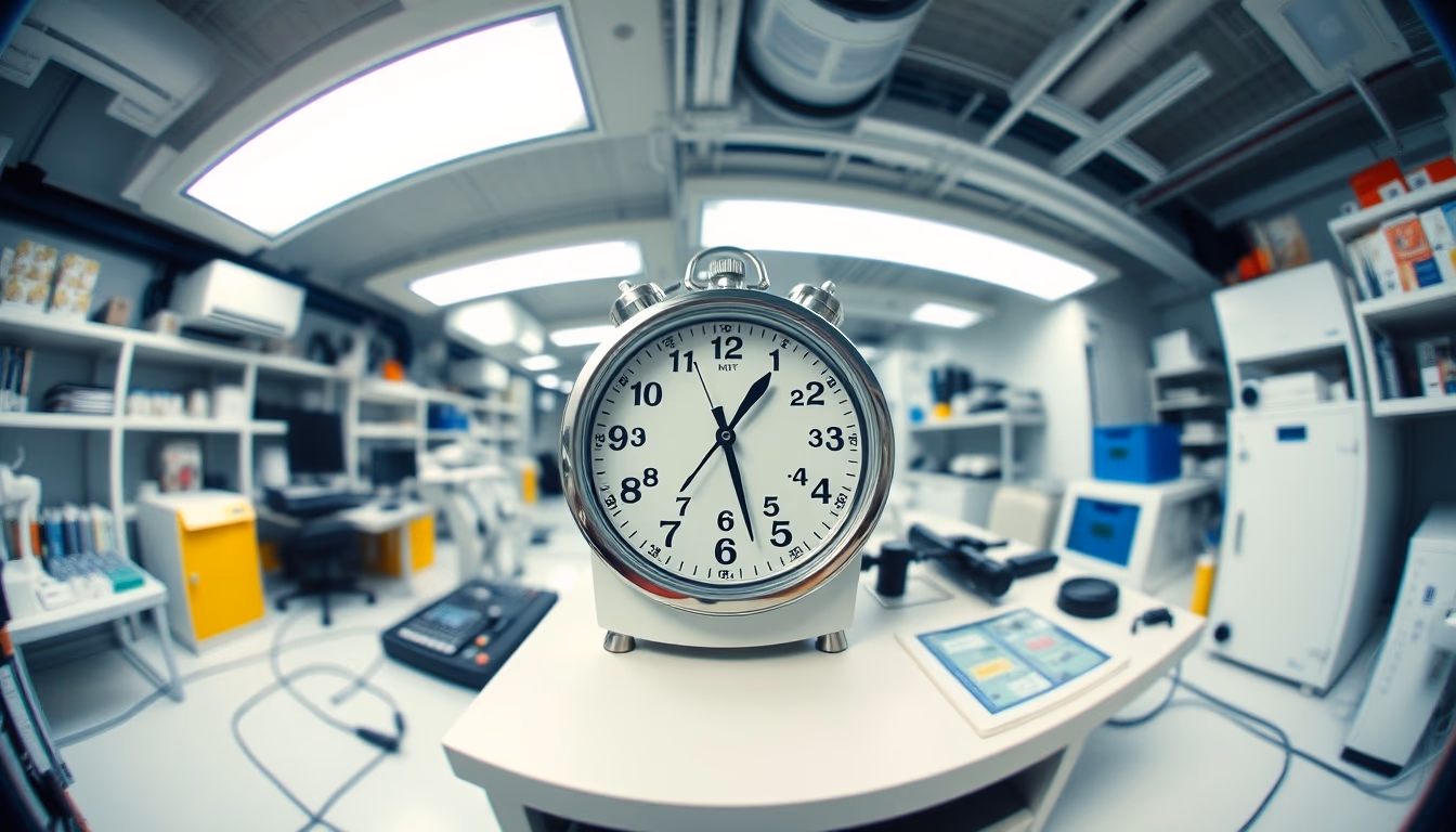 atomic clock laboratory in editorial style