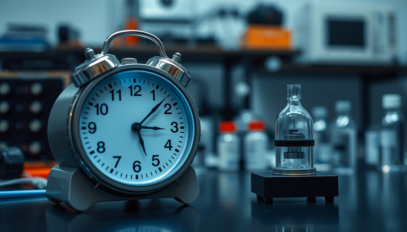 atomic clock laboratory in editorial style