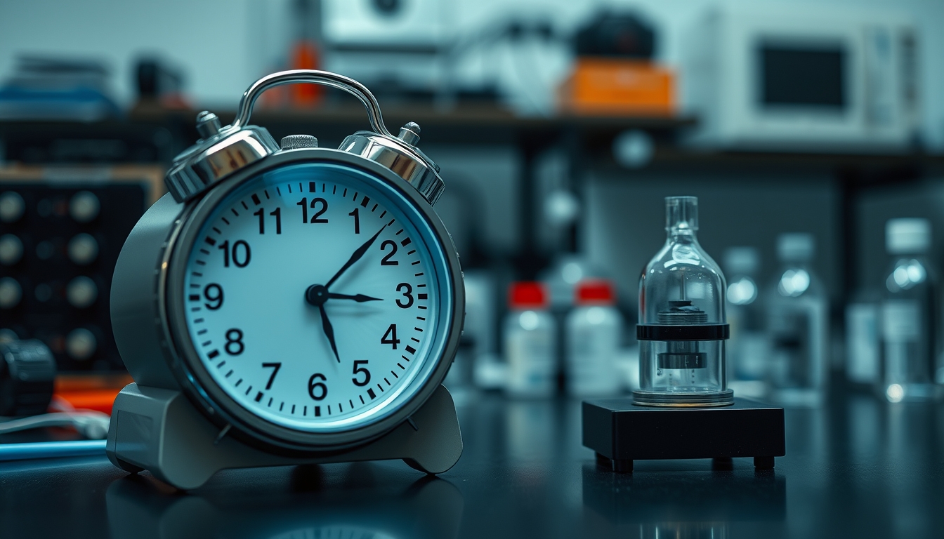 atomic clock laboratory in editorial style