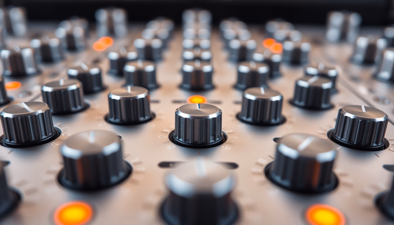 audio interface knobs in editorial style