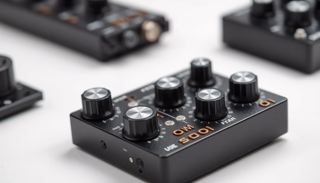audio interface knobs in editorial style