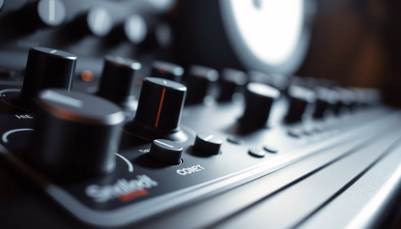 audio interface knobs in editorial style