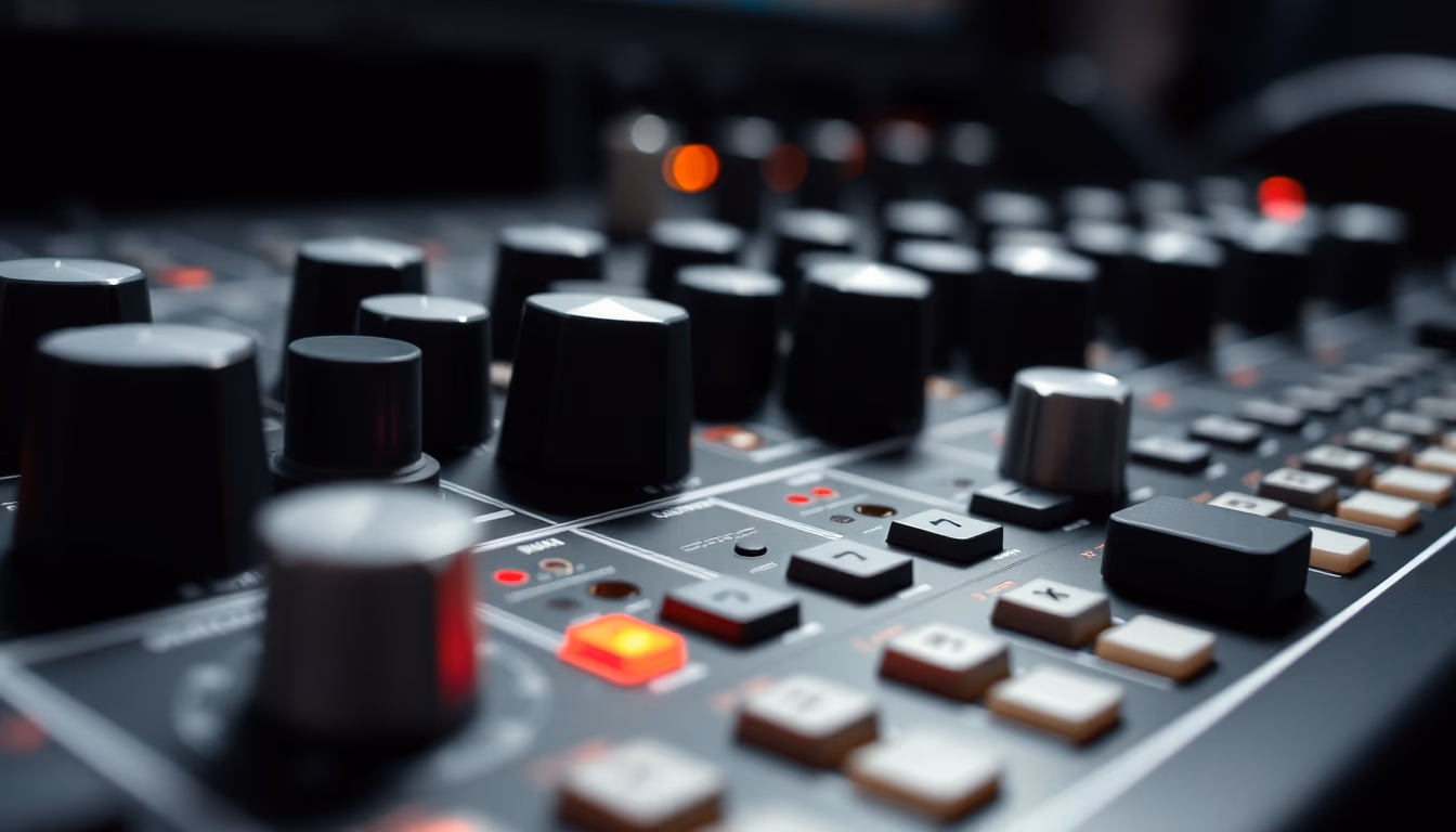 audio interface knobs in editorial style