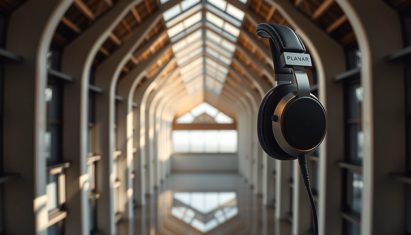 audiophile headphones planar in editorial style