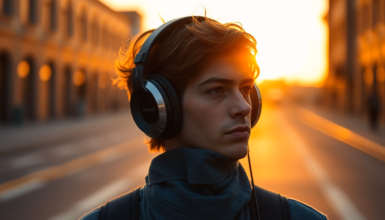 audiophile headphones planar in editorial style