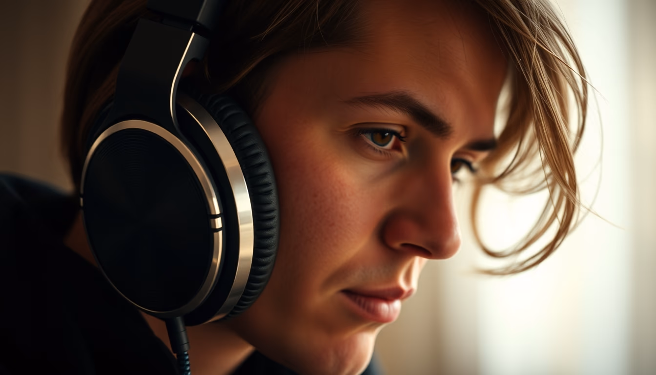 audiophile headphones planar in editorial style