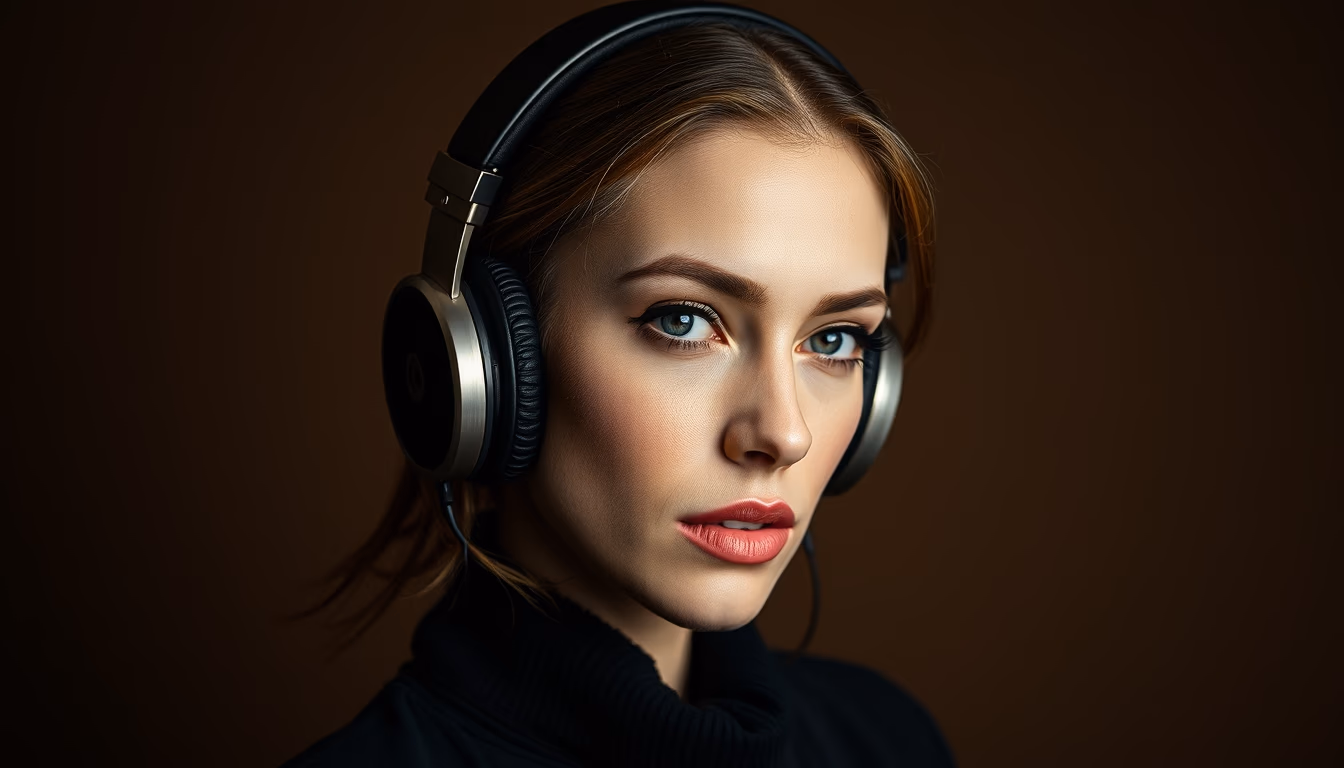 audiophile headphones planar in editorial style