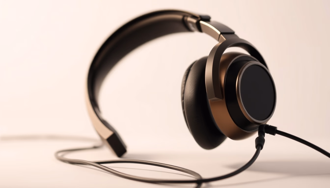 audiophile headphones planar in editorial style