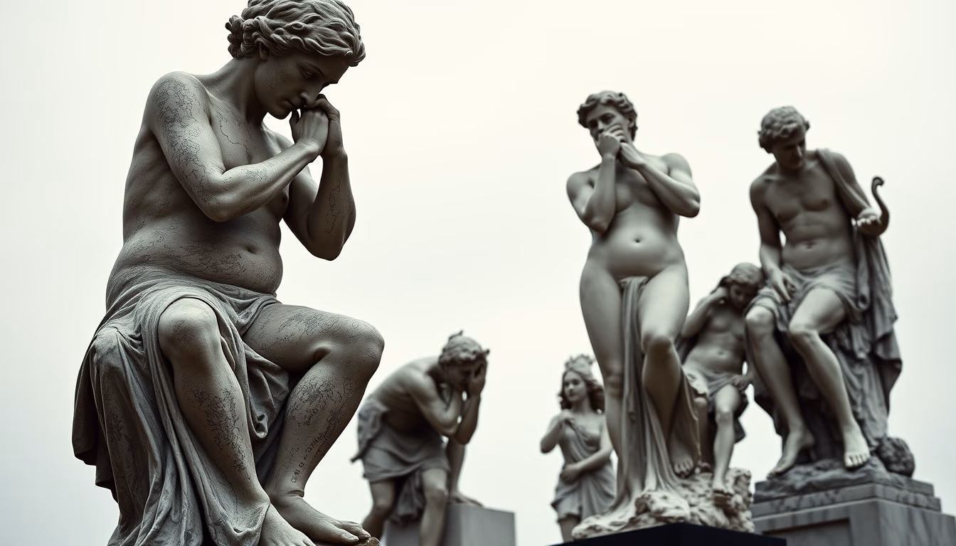 auguste rodin sculptures in editorial style